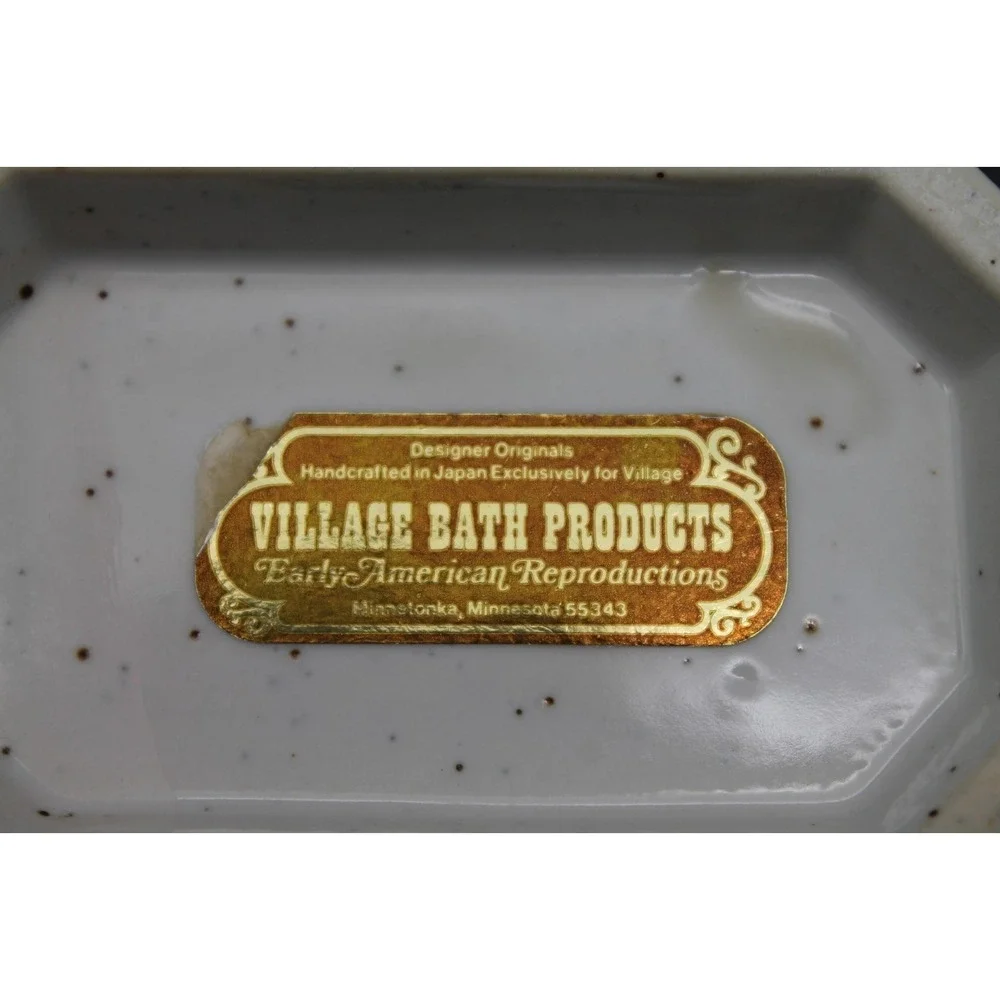 Village Bath Products Soap Dish Speckled Pottery Bath Tray Japan Vintage
